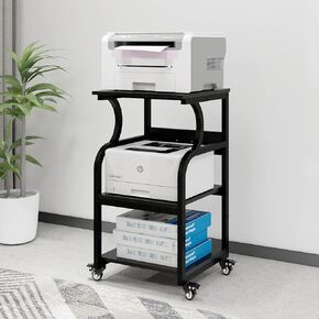 Natwind 3 Tier Printer Stand,Printer Table with Adjustable Storage Shelf, Rolling Printer Cart with Wheels for Home Office Organization,Multifunctional Shelves for Heat Press,3D Printer (Retro)