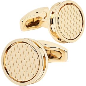 Golden Hollow Out Design Cufflinks for Men Lady In Gift Case Classic Round Men's Cufflinks Jewelry Set for Wedding Anniversary Business Party Events Tuxedo Dress