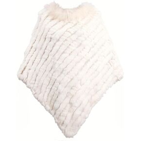 Natural Rabbit Fur Poncho Knitted Pullover