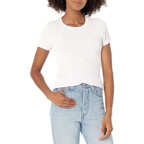 GUESS Women's Essential Short Sleeve Nyota Rib Crew Neck Sweater