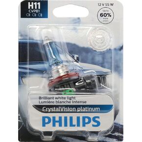 Philips Automotive Lighting H11 CrystalVision Platinum Upgrade Headlight Bulb, Pack of 1
