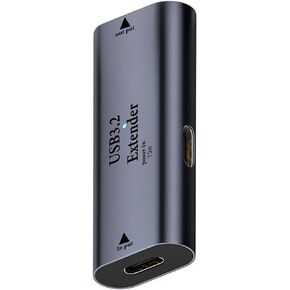 QIANRENON USB C Signal Amplifier Extender Adapter Extension 10m/32.8ft USB C 3.2 Long Distance Charging Data Connector 5Gbps 5V/3A, Built-in Chip/LED/Al Alloy Shell, with USB C 15W Power Port