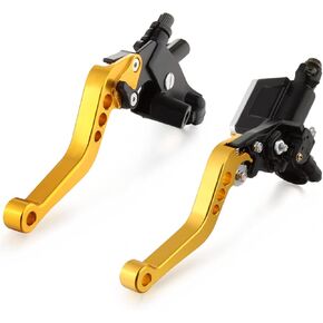 زوج واحد من مقود الفرامل 7/8 بوصة CNC من الألومنيوم المقود العالمي للدراجات النارية مناسب للعلامة التجارية 50cc إلى 300cc Street Motorcycle and Scooter Sport Bike Street Bike Dirt Bike مع مقود 22 مم ذهبي in Kuwait
