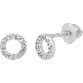 Dazzlingrock Collection Round White Diamond Hollow Circle Shape Stud Earrings for Women (0.10 ctw, Color I-J, Clarity I2-I3) in 925 Sterling Silver