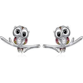 Cow Stud Earrings/Owls Stud Earrings/Ladybug Stud Earrings S925 Sterling Silver Cute Animal Earrings Gifts for Women Teen Girls