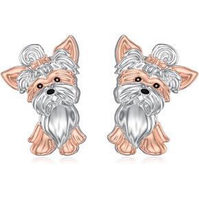 Yorkie Earrings 925 Sterling Silver Yorkshire Terrier Jewelry Yorkie Studs Dog Earring Gifts for Women Girls Puppy Dog Lovers