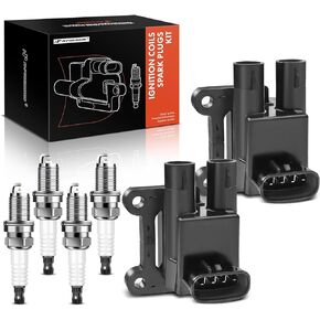 A-Premium 2x Ignition Coil Pack and 4x Iridium Spark Plugs Compatible with Chevrolet Prizm 1998-1999 & Toyota Corolla 1998-1999, L4 1.8L