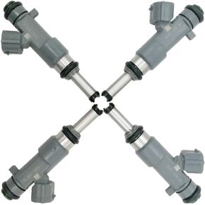 4Pcs FJ744 16600-EA00A Fuel Injectors Assembly 12 Holes Engine Petrol Nozzles for 2005-2015 Nissan Frontier X-Trail QR25DE 2.5L L4 FJ744 16600EA00A