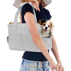 Cat Carrier Soft, Dog Purse Carrier for Small Dogs, Soft-Sided Dog Carrier Airline Approved, Dog Tote Bag with Six Pockets, Pet Carrier Washable, Oxford Cotton Bag for Puppy Kitten