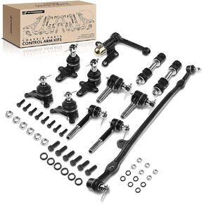 A-Premium Set of 12, Front Sway Bar Link, Upper Lower Ball Joint, Inner Outer Tie Rod End, Idler Arm, Center Link, Compatible with Toyota Pickup 1989-1995, RWD Only
