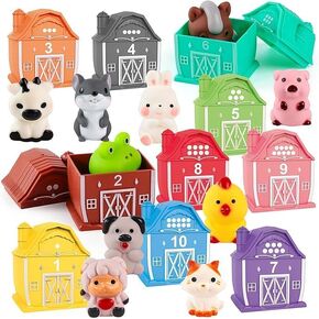 Learning Barn Toys for Toddlers 3+ Years Old, 20 Pieces Farm Animal Finger Puppets for Kids, Montessori,Counting, Matching and Color Sorting Set, Christmas Birthday Gift for Boys Girls