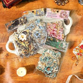 48 ورقة زهرة الدانتيل الإطار الكولاج المواد ورقة القصاصات، إطارات الأزهار خلفية ورقة الزخرفية سكرابوكينغ ورقة الزهور نافذة إطار الصورة ورقة خمر لمستلزمات سجل القصاصات DIY اليومية in Kuwait