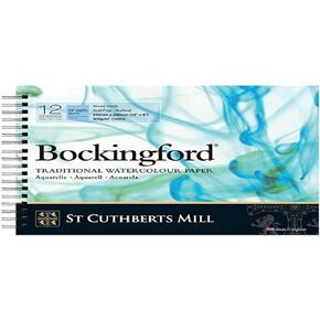 St. Cuthberts Mill Bockingford Watercolor Paper Spiral Pad - 12x9-inch White Water Color Paper for Artists - 12 Sheets of 140lb Cold Press Watercolor Paper for Gouache Ink Acrylic Charcoal and More