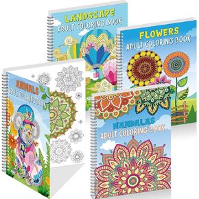 Gilprop 4 Pack Mandala Adult Coloring Books Bulk 80 Original Mandala Patterns and Designs with Spiral Bound, Relaxation and Stress Relief, Gift for Women Men Art Craft DIY Activity 11 x 8.27 Inch