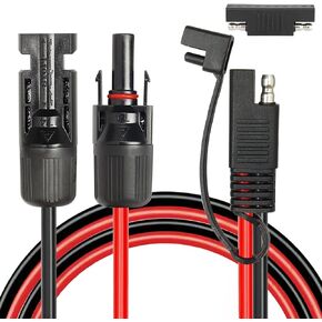 2PCS 1FT Solar Panel to SAE Adapter Cable - 10AWG SAE Connector Extension Cable for RV Solar Panel Caravan Battery Charger Kit with SAE Polarity Reverse Adapter