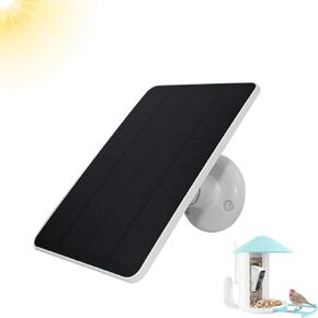 Solar Panel for Bird Feeder Camera, Type-C Charger, DC Charger, Micro USB Charger, Continuously Power Supply, 360° Swivel Bracket, 10ft Extension Cable, Waterproof for Outdoors
