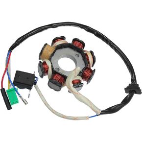 Motoforti Universal 5 Wires 8 Pole AC Magneto Stator Plate Ignition Coil,Motorcycle Magneto Stator Rotor Assembly, Reliable,Metal Plastic,Black