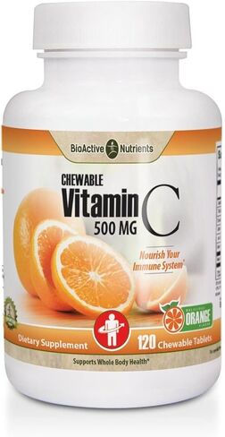 أقراص فيتامين ج القابلة للمضغ (نكهة البرتقال) - فيتامينات 500 مجم - مكملات غذائية للمناعة، بالإضافة إلى دعم مضادات الأكسدة - صنع في الولايات المتحدة الأمريكية - خالي من الغلوتين، وخالي من الخميرة، ونباتي - in Kuwait