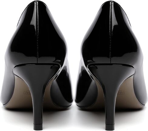 Womens Peep Toe Dating Dress Patent Slip On Open Toe Stiletto Mid Heel Pumps Shoes 2.5 Inch in Saudi Arabia