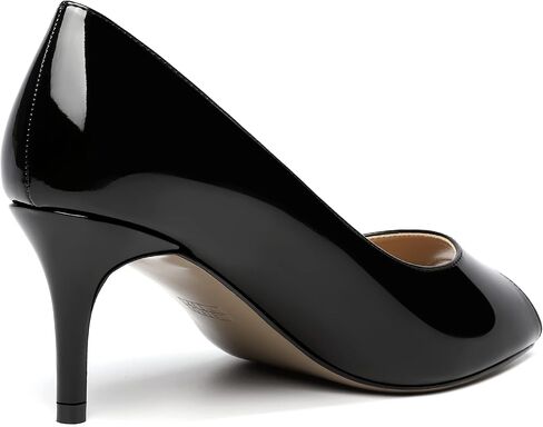 Womens Peep Toe Dating Dress Patent Slip On Open Toe Stiletto Mid Heel Pumps Shoes 2.5 Inch in Saudi Arabia