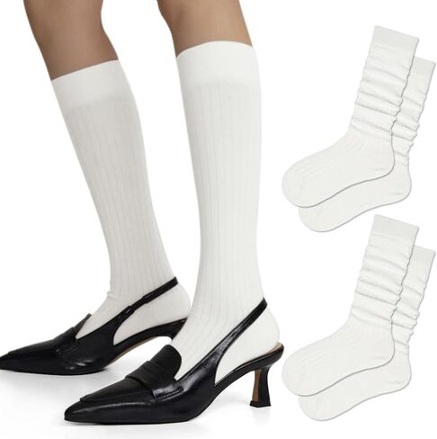 Ribbed Knee High Socks Boot Socks for Women Stocking Girls Slouch Socks Pack For Women 80s Retro Long Socks in Saudi Arabia