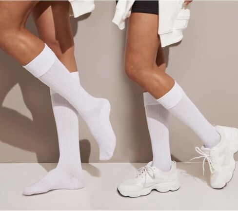Ribbed Knee High Socks Boot Socks for Women Stocking Girls Slouch Socks Pack For Women 80s Retro Long Socks in Saudi Arabia