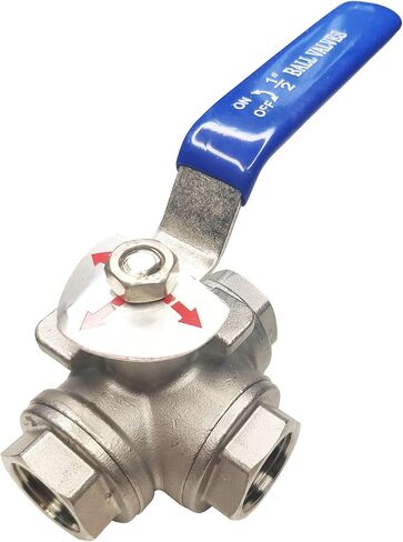 1/2" NPT Female T-Type Ball Valve with Heavy Duty Blue Vinyl Insulation Handle, 3-Way Ball Valve, 316 Stainless Steel,WOG1000 in Saudi Arabia