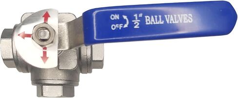 1/2" NPT Female T-Type Ball Valve with Heavy Duty Blue Vinyl Insulation Handle, 3-Way Ball Valve, 316 Stainless Steel,WOG1000 in Saudi Arabia