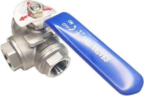 1/2" NPT Female T-Type Ball Valve with Heavy Duty Blue Vinyl Insulation Handle, 3-Way Ball Valve, 316 Stainless Steel,WOG1000 in Saudi Arabia