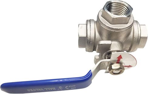 1/2" NPT Female T-Type Ball Valve with Heavy Duty Blue Vinyl Insulation Handle, 3-Way Ball Valve, 316 Stainless Steel,WOG1000 in Saudi Arabia