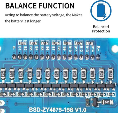 13S BMS 48V 30A Li-ion PCB لوح حماية مع سلك توازن وNTC، عشر حماية وظيفية، منفذ مشترك، لتخزين الطاقة الشمسية، حزمة بطارية ليثيوم أيون للسيارة المتوازنة (13S 48V 30A) in Saudi Arabia