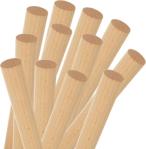 12 Pcs Wooden Dowel Rods, 1" x 12" Hardwood Sticks, Unfinished Round Wooden Dowels for Crafts, DIY, Cake Support in Saudi Arabia