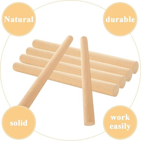 12 Pcs Wooden Dowel Rods, 1" x 12" Hardwood Sticks, Unfinished Round Wooden Dowels for Crafts, DIY, Cake Support in Saudi Arabia