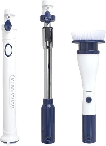 Casabella Power Spin Scrubber, Extendable to 47.5" – Rechargeable Spin Brush for Shower, Kitchen, Bathroom, Tile, Tub, Car, Deck - Cordless Electric Cleaner with Adjustable Brush Head & 4 Attachments in Saudi Arabia