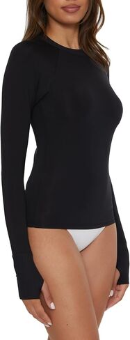 BECCA Women's Burst of Energy Rash Guard Top, Crew Neck, Beach Cover Ups in Saudi Arabia