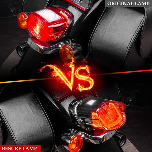 LED Brake Tail Light with 3D Sequential Turn Signals for Motorcycle F1-Style Flashing Blinker Compatible with Sportster Dyna Low Rider Electra Glide Road King Softail (Smoked) in Saudi Arabia