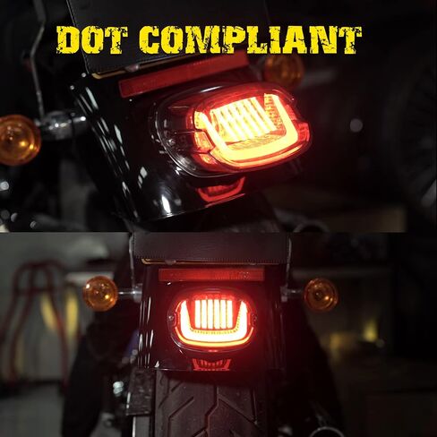 LED Brake Tail Light with 3D Sequential Turn Signals for Motorcycle F1-Style Flashing Blinker Compatible with Sportster Dyna Low Rider Electra Glide Road King Softail (Smoked) in Saudi Arabia