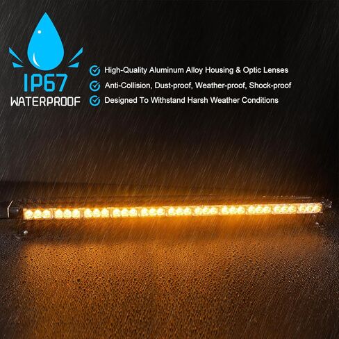 شريط إضاءة LED للطوارئ 36 بوصة 72، أضواء منارة تحذيرية للشاحنات، أضواء وامضة للسلامة تحذير كهرمان مع سلك مغناطيسي و16 قدم مستقيم لسطح رافعة شوكية السيارة in Kuwait