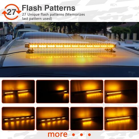 شريط إضاءة LED للطوارئ 36 بوصة 72، أضواء منارة تحذيرية للشاحنات، أضواء وامضة للسلامة تحذير كهرمان مع سلك مغناطيسي و16 قدم مستقيم لسطح رافعة شوكية السيارة in Kuwait