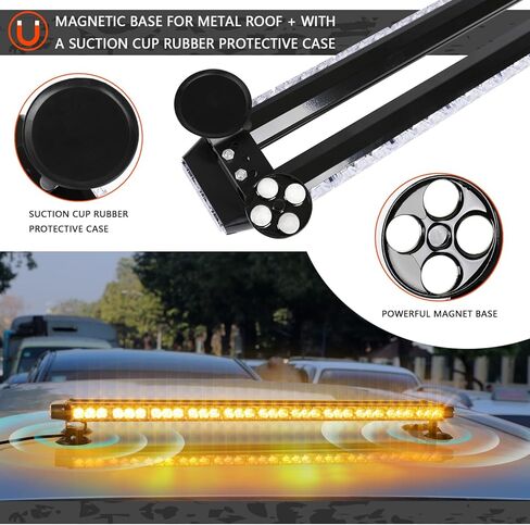 شريط إضاءة LED للطوارئ 36 بوصة 72، أضواء منارة تحذيرية للشاحنات، أضواء وامضة للسلامة تحذير كهرمان مع سلك مغناطيسي و16 قدم مستقيم لسطح رافعة شوكية السيارة in Kuwait