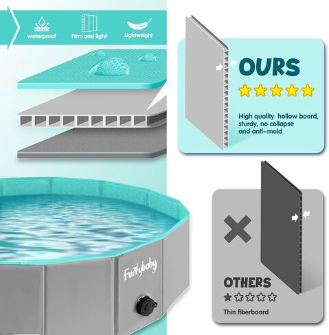 Furrybaby Foldable Dog Pool Non-Slip Hard Bath Tub Indoor Outdoor Pets Kids in Saudi Arabia