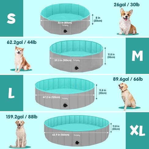 Furrybaby Foldable Dog Pool Non-Slip Hard Bath Tub Indoor Outdoor Pets Kids in Saudi Arabia