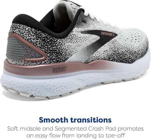 Brooks Women’s Ghost 16 Neutral Running Shoe - White/Black/Rose Gold - 9.5 Medium in Saudi Arabia