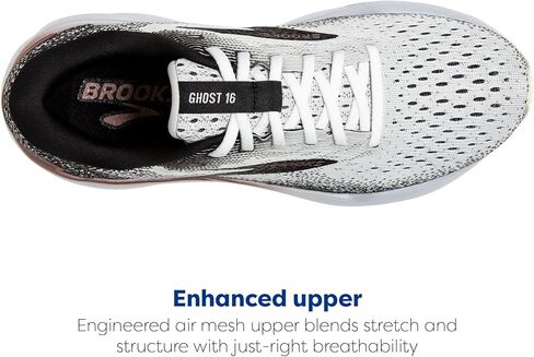 Brooks Women’s Ghost 16 Neutral Running Shoe - White/Black/Rose Gold - 9.5 Medium in Saudi Arabia