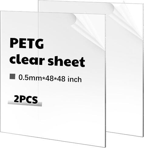 قطعتان من ألواح البلاستيك الشفاف PETG مقاس 48 × 48 بوصة 20 مل (سمك 0.02 بوصة/ 0.5 مم) لوح بلاستيكي أكريليك بليكسي سهل القطع سميك وشفاف من البلاستيك PETG لوح زجاجي لمشاريع العرض اليدوية in Saudi Arabia