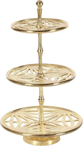 Deco 79 Aluminum 3 Tiered Tiered Server, 13" x 13" x 21", Gold in Saudi Arabia