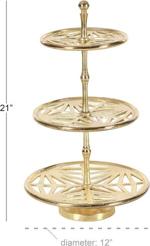 Deco 79 Aluminum 3 Tiered Tiered Server, 13" x 13" x 21", Gold in Saudi Arabia