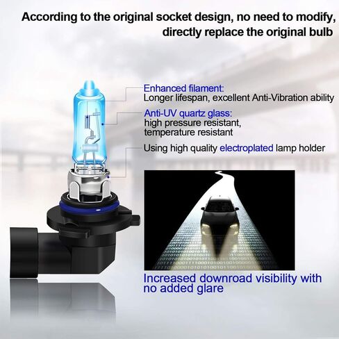 مصباح هالوجين عالي السطوع 65 وات من WinPower 9005 5500K مصباح أمامي أبيض دافئ، عبوة من 2 in Kuwait