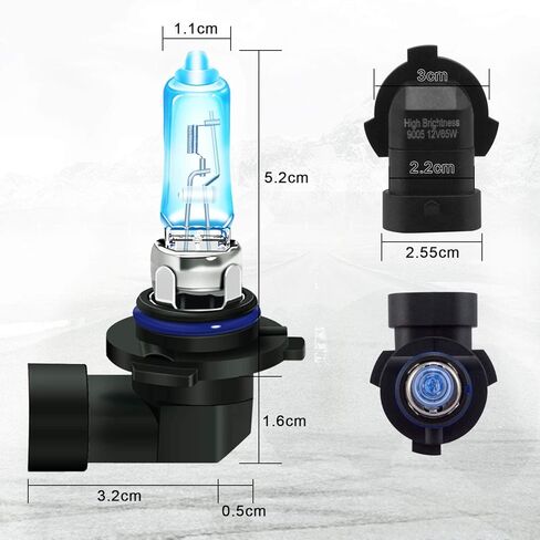 مصباح هالوجين عالي السطوع 65 وات من WinPower 9005 5500K مصباح أمامي أبيض دافئ، عبوة من 2 in Kuwait