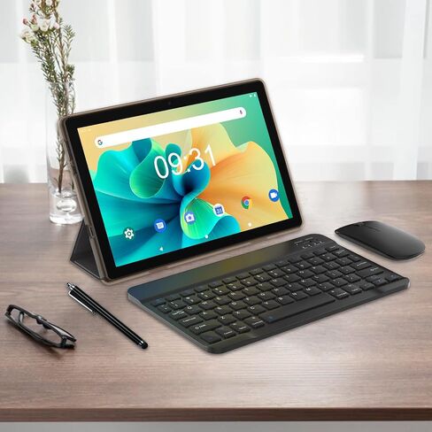 Tablet with Keyboard, 2 in 1 Tablet 10 inch, 6GB RAM 128GB ROM 1T Expansion Tablet Android, 2.4Ghz/5Ghz/wifi 6 Tablet PC, IPS Screen, Dual Camera, 6000mAh Battery, with Case, Stylus, Black in Saudi Arabia